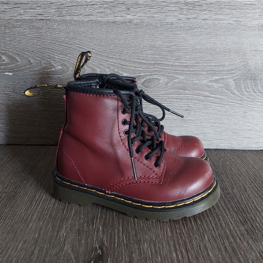Dr. Martens Airwair Toddler Softy T Leather Lace Boots Size 8 DMs Docs